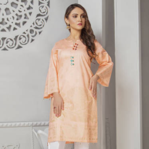 Women's Embroidered Lawn Kurti – Peach