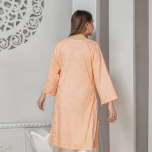 Women's Embroidered Lawn Kurti – Peach - Image 2