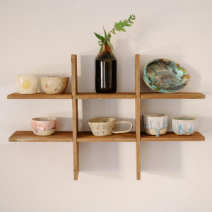 Rustic Wooden Floating Shelves – Set of 2 (Oak finish)
